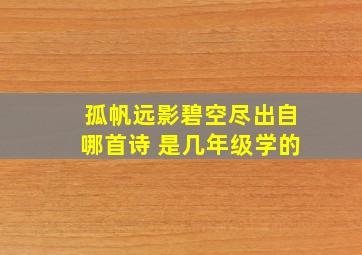 孤帆远影碧空尽出自哪首诗 是几年级学的